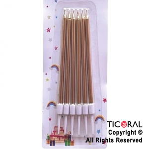 VELA BLISTER ORO METALIZADO 9.5 CM x 6 UNIDADES